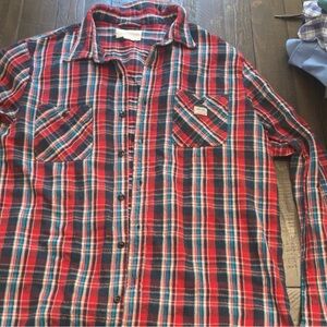 Denim & Supply Ralph Lauren Red and Blue Casual Button Down Shirt